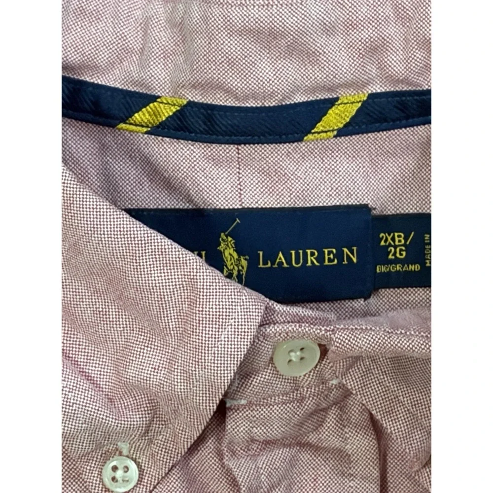 Polo Ralph Lauren Mens 2XB Pink Oxford Button Down Shirt Long Sleeve Flesh Pony